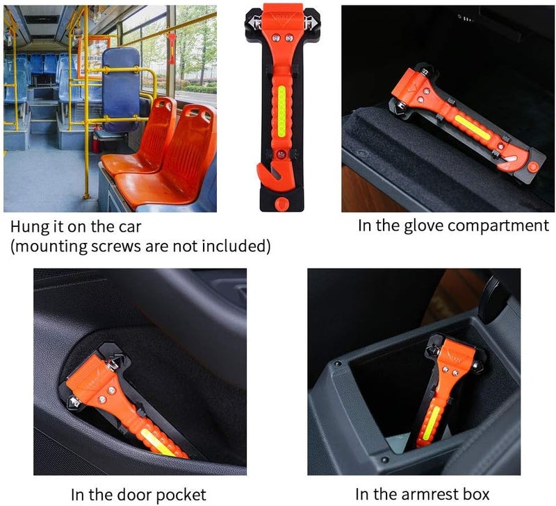 GoDeCho 2 PCS Go DeCho Car Safety Hammer Emergency Escape Tool with Seat Belt Cutter and Vehicle Window Glass Breaker with Light Reflective Tape - Image 5