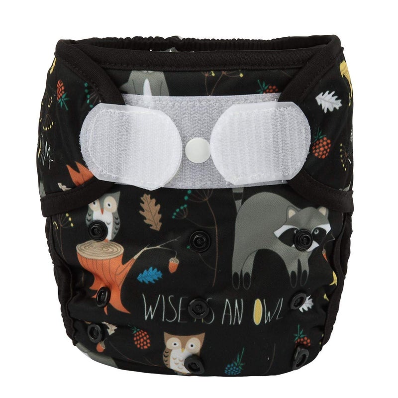 Sigzagor Baby Cloth Diaper Cover Nappy Hook and Loop Double Gusset for Boys (Racoon Owls) - Image 1