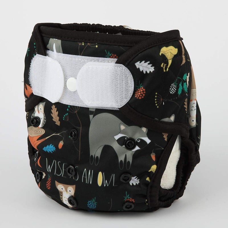 Sigzagor Baby Cloth Diaper Cover Nappy Hook and Loop Double Gusset for Boys (Racoon Owls) - Image 2