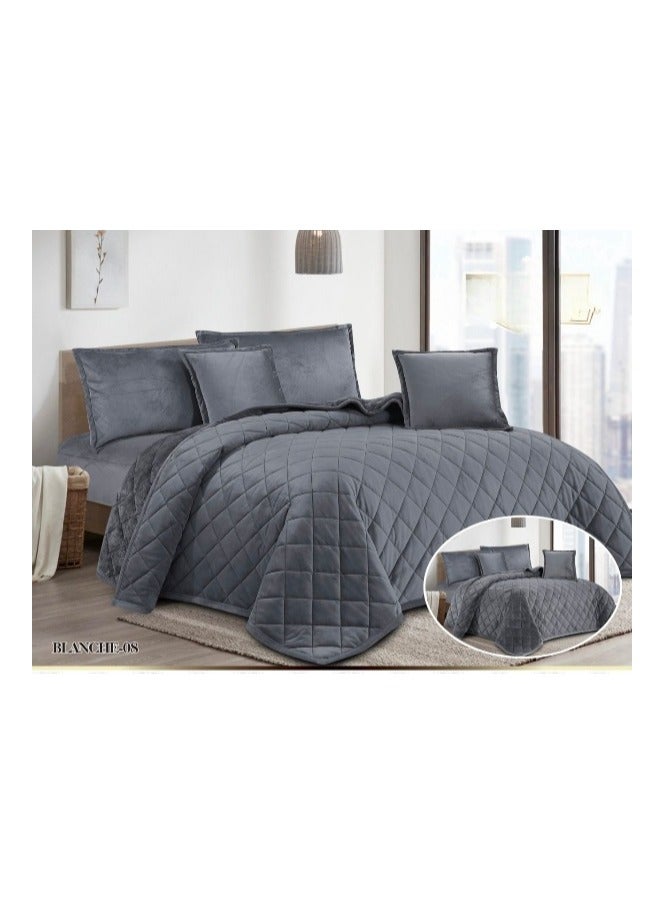 4-piece royal comforter set, winter, two-sided, velvet side and fur side, king size, 160x220 cm - Image 1
