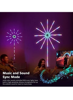 Rabos irework LED Strip Lights, Fireworks Light Strip with Music Sync Timer Mode, RGB Dream Color Firework Wall Led Lights with Remote and App Control, Timing Function for Home Party Decor  - Image 2