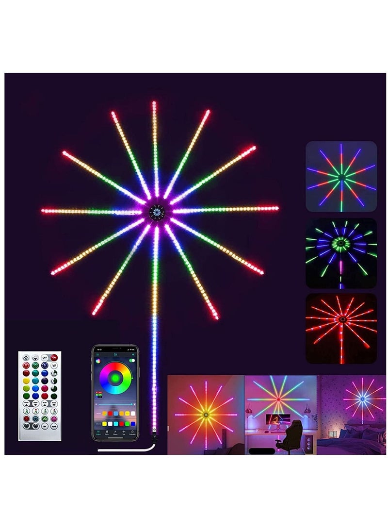 Rabos - irework LED Strip Lights, Fireworks Light Strip with Music Sync Timer Mode, RGB Dream Color Firework Wall Led Lights with Remote and App Control, Timing Function for Home Party Decor - Image 1