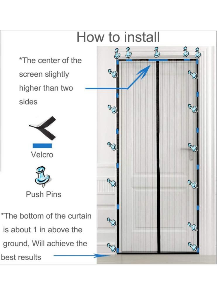 Bluejw Magnetic Fly Screen Door, Heavy-Duty Anti Mosquito Mesh No Gap,Super Quiet, No Drilling, Washable Mesh, Keep Fresh Air in & Bugs Out Balcony Sliding Living Room Children's Room 100 * 210cm - Image 3
