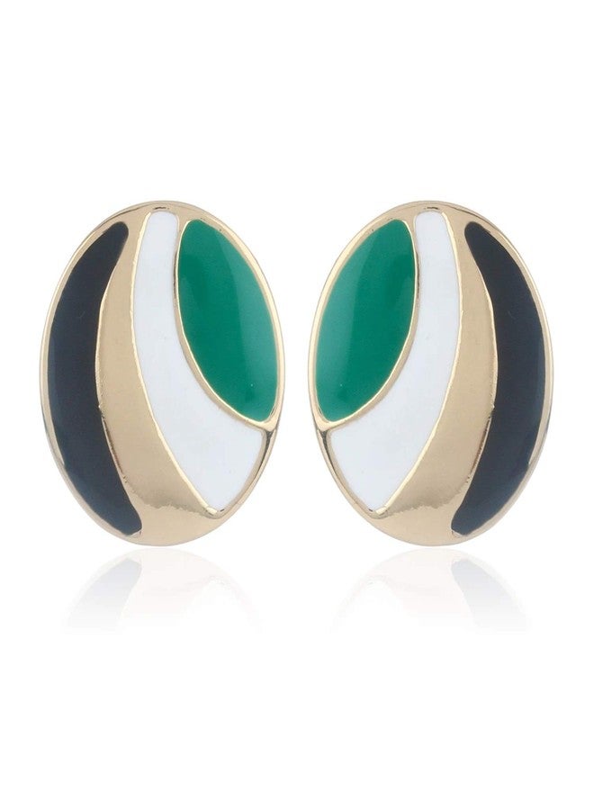 Estele Gold Plated Multicolor Round Stripe Alloy Studs for Girls and Women - Image 1