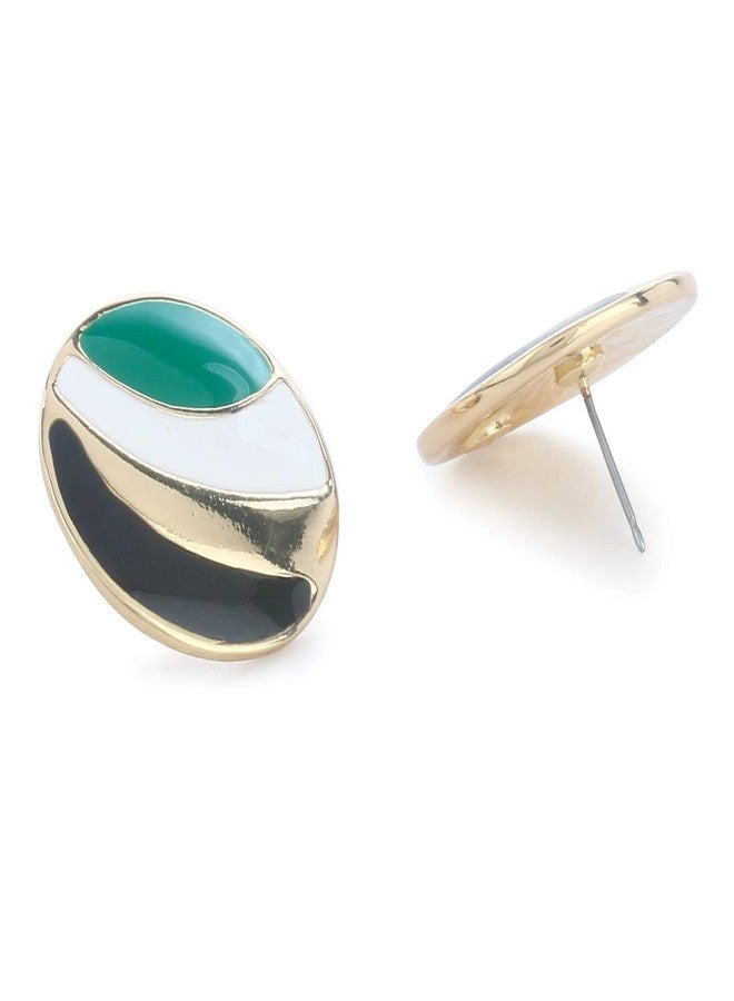 Estele Gold Plated Multicolor Round Stripe Alloy Studs for Girls and Women - Image 3