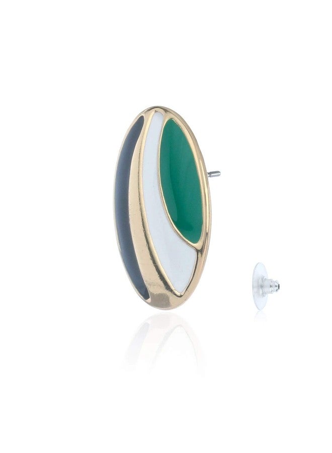 Estele Gold Plated Multicolor Round Stripe Alloy Studs for Girls and Women - Image 2