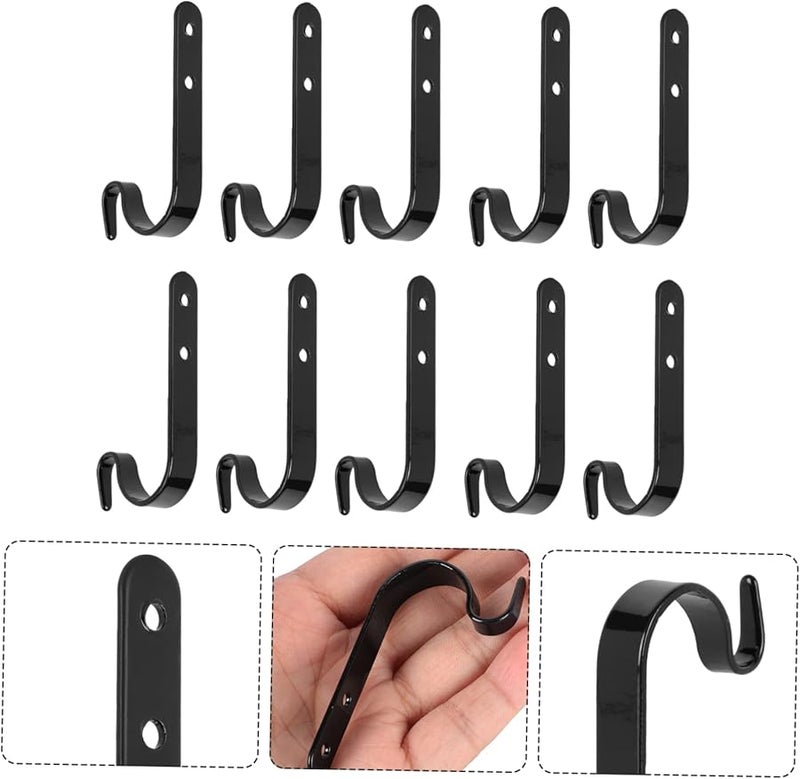 Vintage Style Iron J Shaped Hooks 10Pcs with Screws for Hats Bags Home Organization - Image 3