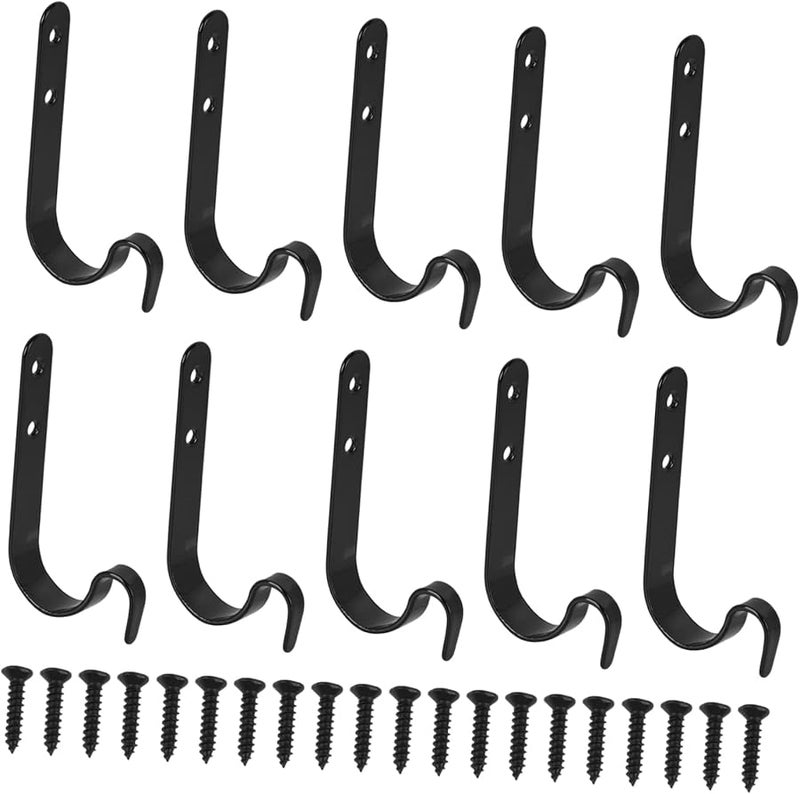 Vintage Style Iron J Shaped Hooks 10Pcs with Screws for Hats Bags Home Organization - Image 1