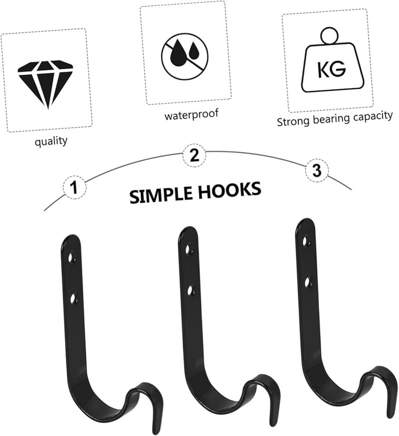 Vintage Style Iron J Shaped Hooks 10Pcs with Screws for Hats Bags Home Organization - Image 4