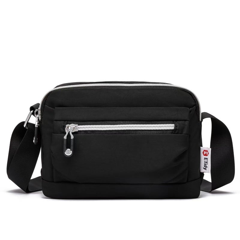 ETidy Nylon Small Womens Crossbody Bag Casual Shoulder Handbag Mini Purse With Adjustable Strap (Black Upgrade) - Image 1