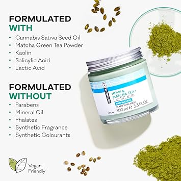 Botanical Lab Hemp Matcha Clarifying Face Mask 100ml Green Green Tea 100 millilitre - Image 3