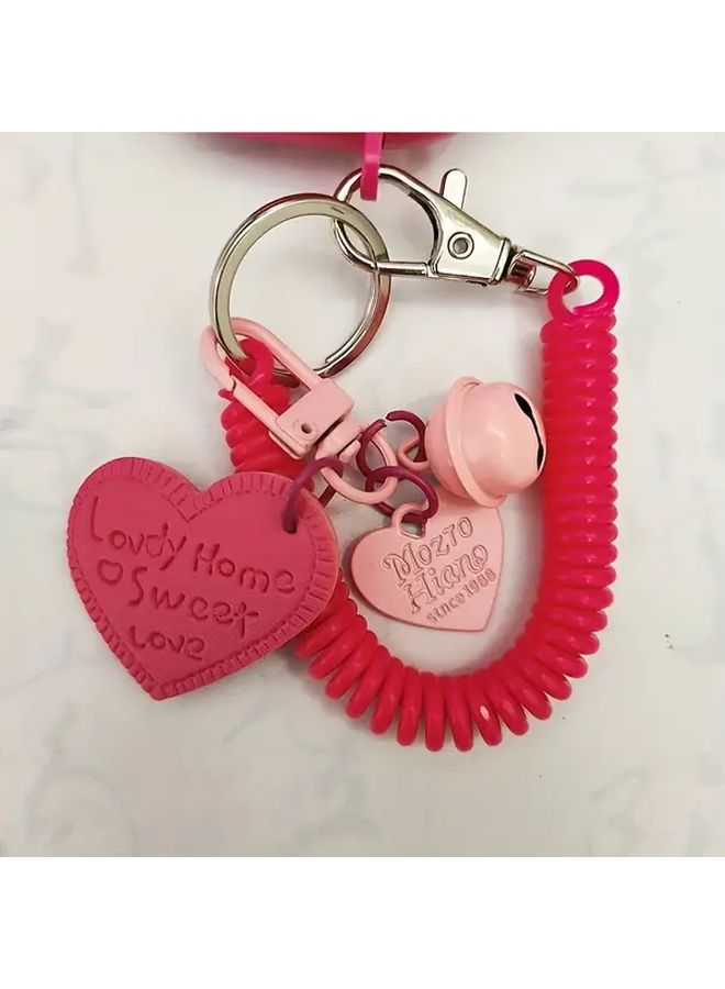 Pink Heart Shaped TPU Protective Case with Detachable Keychain Compatible Airpodspro - Image 5