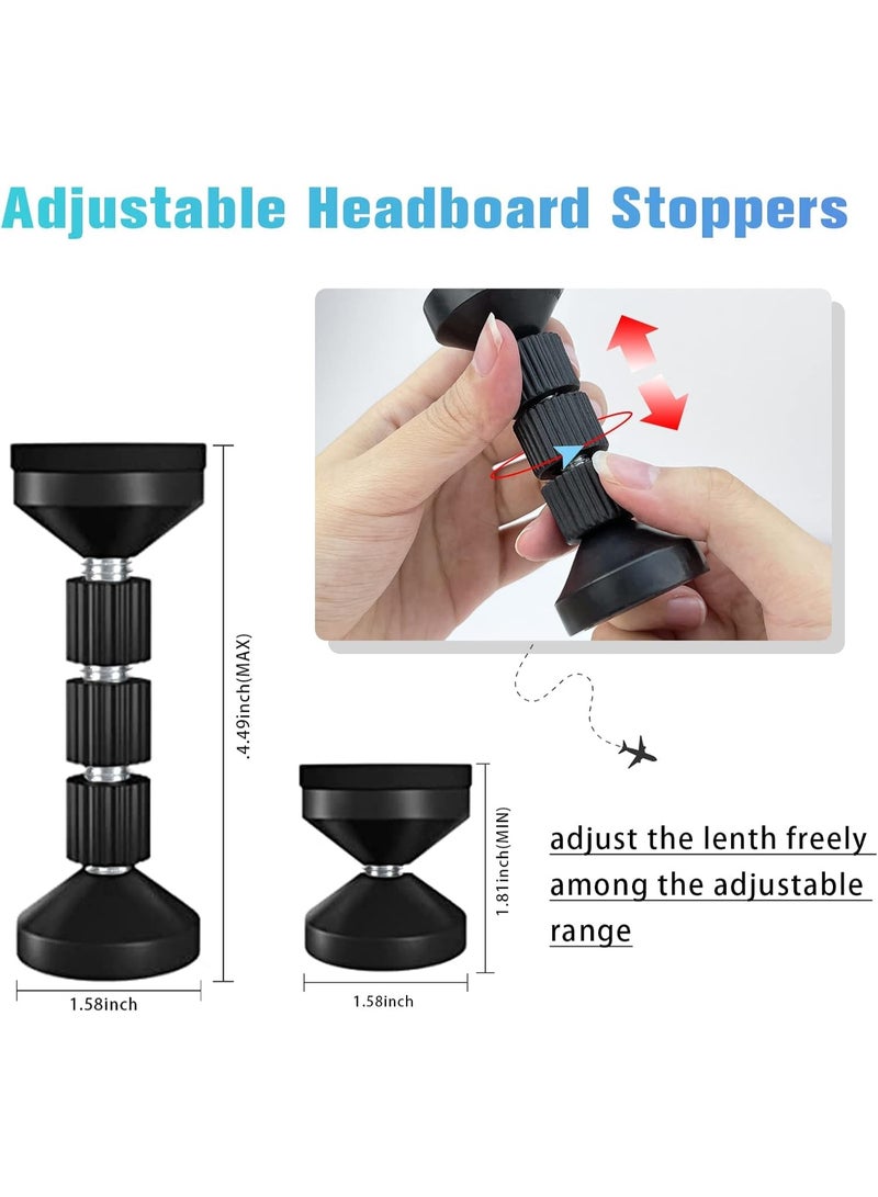 NANAO موانع رأس السرير القابلة للتعديل، أداة مضادة للاهتزاز لإطار السرير، موانع جانبية لمنع الفتح، مثبت مضاد للاهتزاز، مثبت تلسكوبي، لحماية الجدار، للأسرة، الخزائن، الأرائك - 2 قطعة - Image 2