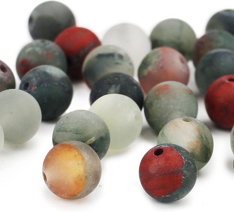 AUREHEN Natural Matte African Bloodstone Beads, 6MM Round Frosted Unpolished Loose Gemstone Beads for Bracelet Necklace Jewelry Making, Energy Stone Healing Power with Stretch Beading Cord - Image 5