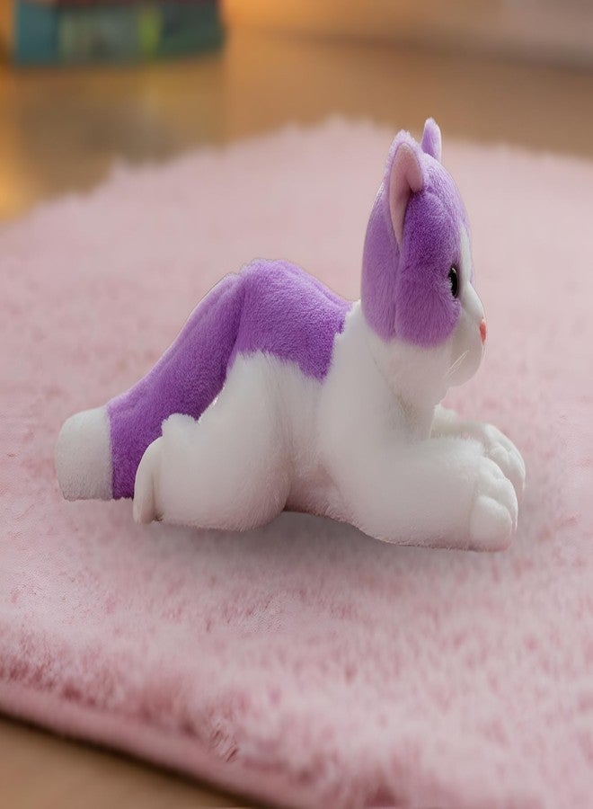 Tickles Cute Cat Animal Soft Stuffed Plush Toy for Kids Birthday Gift (Size: 30 cm Color: White and Purple) - Image 3