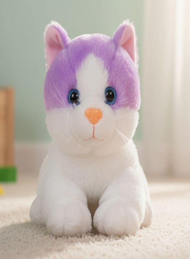 Tickles Cute Cat Animal Soft Stuffed Plush Toy for Kids Birthday Gift (Size: 30 cm Color: White and Purple) - Image 2