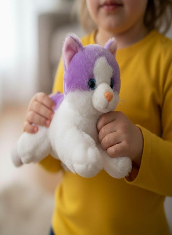 Tickles Cute Cat Animal Soft Stuffed Plush Toy for Kids Birthday Gift (Size: 30 cm Color: White and Purple) - Image 4