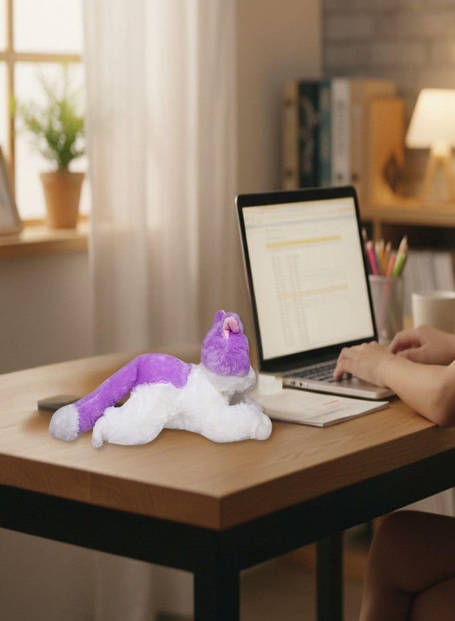 Tickles Cute Cat Animal Soft Stuffed Plush Toy for Kids Birthday Gift (Size: 30 cm Color: White and Purple) - Image 5