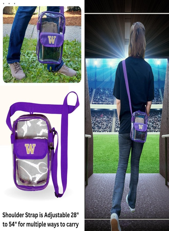 Storm Duds University of Washington Crossbody Clear Bag Convenient & Compact Hands-Free 9 Inch Carrying Pouch for Valuables For Games, Graduations, Concerts – NCAA Stadium Security Approved - Image 5