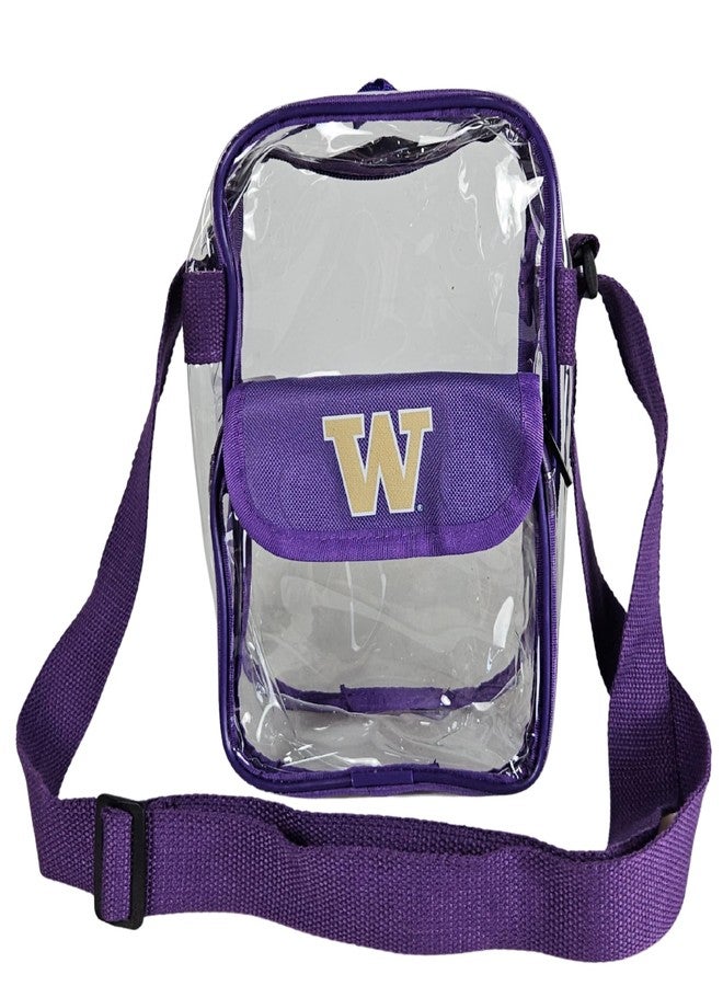 Storm Duds University of Washington Crossbody Clear Bag Convenient & Compact Hands-Free 9 Inch Carrying Pouch for Valuables For Games, Graduations, Concerts – NCAA Stadium Security Approved - Image 1