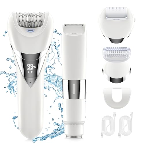 Dumite Electric Bikini Epilator for Women, 5 in 1 Hair Removal for Face, Chin, Arm, Leg, Armpit, Bikini Trimmer, IPX6 Waterproof, USB Rechargeable, Wet & Dry Lady Shaver,2 Speeds & 5 Cutter Heads - Image 1