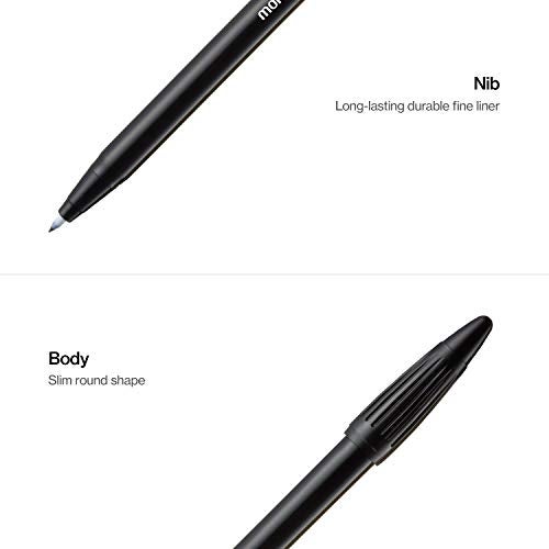 MONAMI Plus Pen 3000 Felt Tip Pens, Fine Point (0.4mm), Fine Liner, Writing/Journaling/Note Taking at home, school and office, Black, 12-Count - Image 3