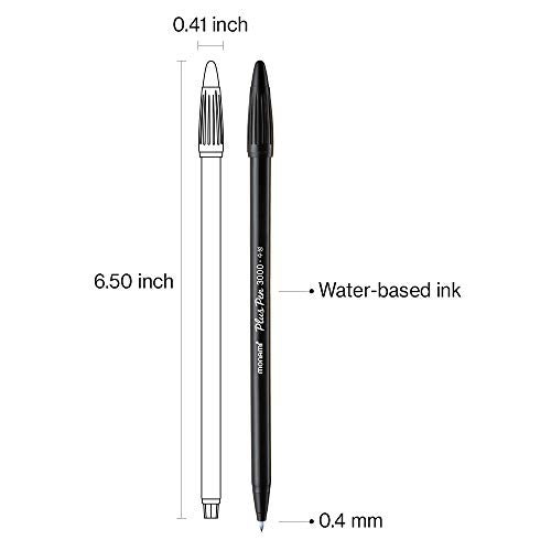 MONAMI Plus Pen 3000 Felt Tip Pens, Fine Point (0.4mm), Fine Liner, Writing/Journaling/Note Taking at home, school and office, Black, 12-Count - Image 2