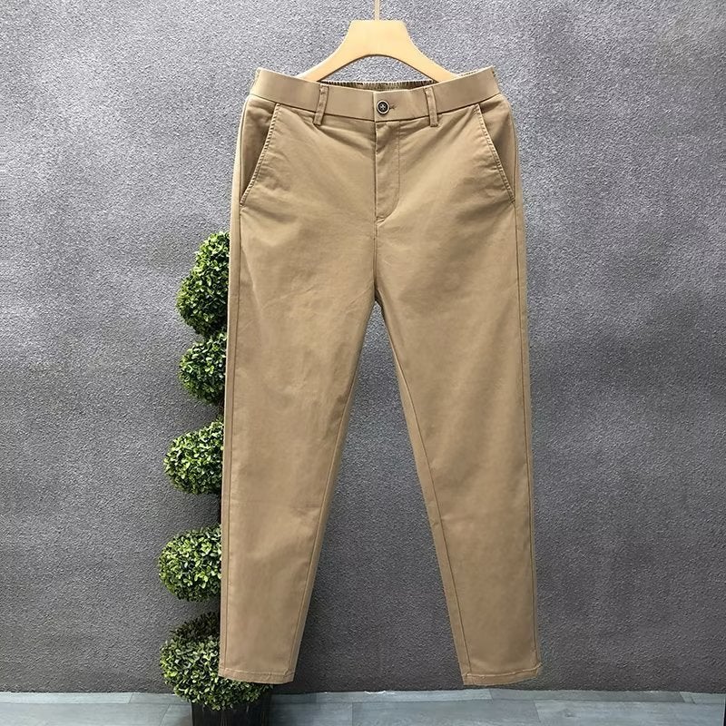 Mens Summer Slim Cotton Casual Trousers Dark gray  - Image 2