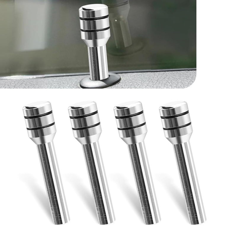Slykew 4 PCS Car Door Lock Knobs 047 x 193 Aluminum Alloy Inner Door Lock Pull Pins Automotive Inner Door Pull Pins Decor Suitable for Most Cars SUVs Accessory Silver