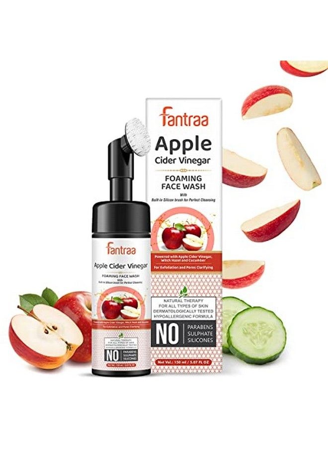 Fantraa - Apple Cider Vinegar Foaming Face Wash With Witch Hazel And Cucumber For Exfoliation & Pores Clarifying Skin ; No Parabens Sulphate Silicones & Color ; Face Wash For Dailyuse Glowing Skin 150 Ml - Image 1