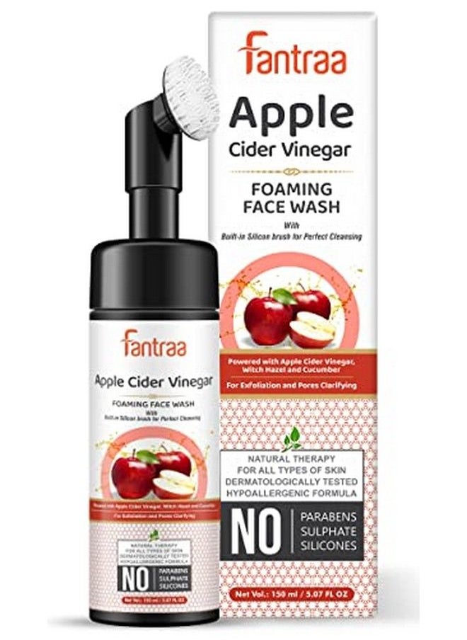 Fantraa - Apple Cider Vinegar Foaming Face Wash With Witch Hazel And Cucumber For Exfoliation & Pores Clarifying Skin ; No Parabens Sulphate Silicones & Color ; Face Wash For Dailyuse Glowing Skin 150 Ml - Image 1