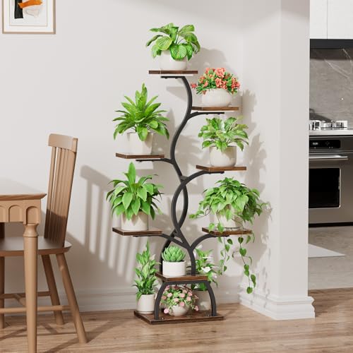 EVAWOO Plant Stand Indoor with Grow Light - 8 Tiered Plant Shelf Indoor, Corner Plant Stand, 49" Tall Plant Shelf with Lights for Indoor Growing, Lighted Flower Holder for Living Room, Balcony, Black - Image 2