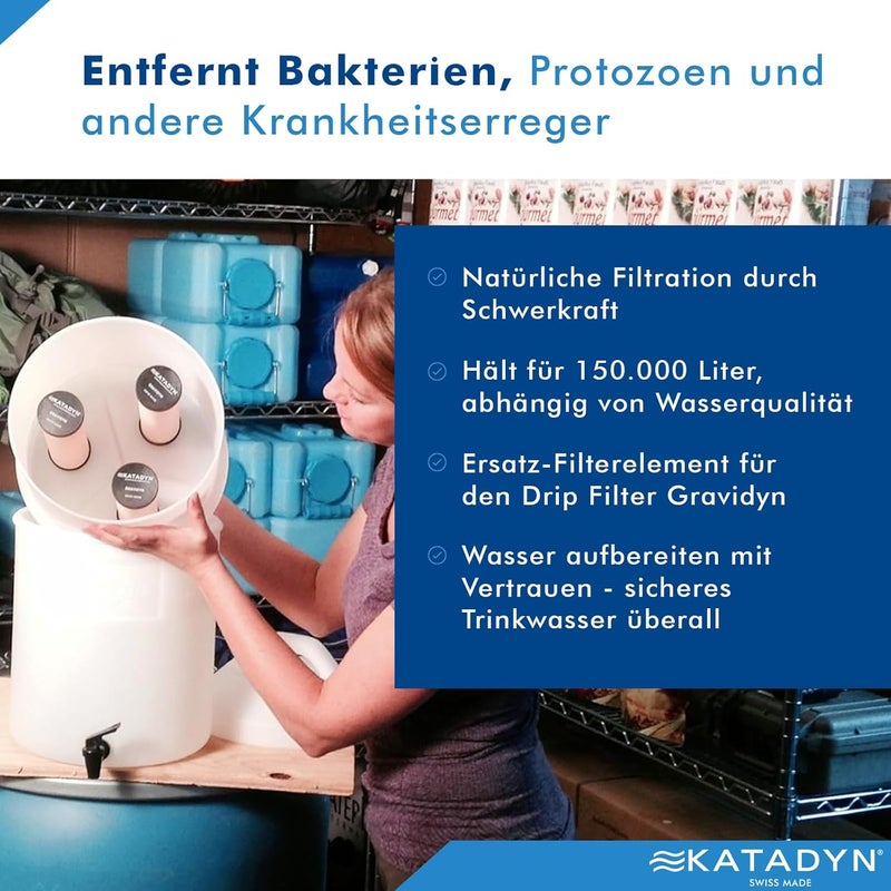Katadyn Drip Gravidyn Water Filter Cartridge - Ceramic & Activated Carbon Filtration - Image 3