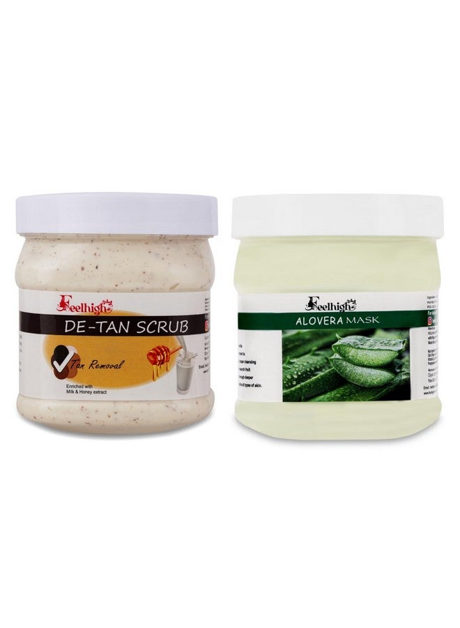Feelhigh Face and Body Detan Scrub500gm And Face Mask 500gm - Skin Care Products (DetanscrubANDaloeveramask) - Image 1