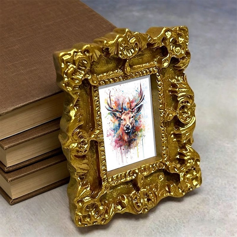 Silver Magnetic Photo Frame 5 3cm Watercolor Stag Design for Refrigerator - Image 5