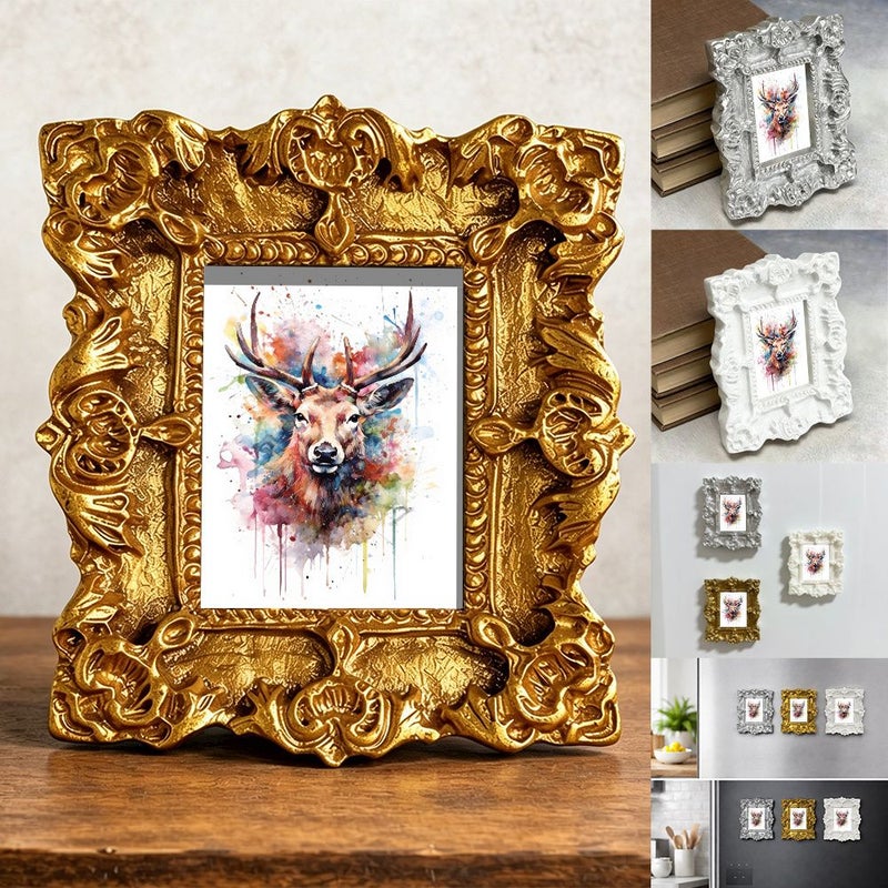 Silver Magnetic Photo Frame 5 3cm Watercolor Stag Design for Refrigerator - Image 1