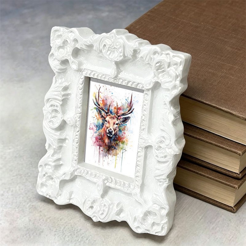 Silver Magnetic Photo Frame 5 3cm Watercolor Stag Design for Refrigerator - Image 3