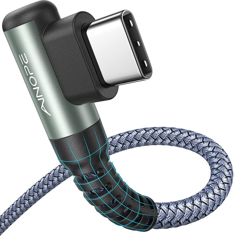 AINOPE USB C Cable 10FT 3.1A Type C Charger Fast Charging, Right Angle USB Type C Cable, Nylon Braided USB C Charging Cable Compatible with Galaxy S10 S9 S8 Plus, A51 A11 A10 A20, LG V50 V40 G8 G7 - Image 1