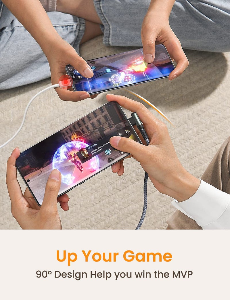 AINOPE USB C Cable 10FT 3.1A Type C Charger Fast Charging, Right Angle USB Type C Cable, Nylon Braided USB C Charging Cable Compatible with Galaxy S10 S9 S8 Plus, A51 A11 A10 A20, LG V50 V40 G8 G7 - Image 5