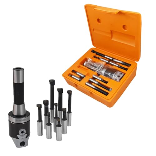 Kimllier 2 Inch Boring Head R8 1/2 Inch Shank Boring Bar Set 9Pcs Carbide Tipped Bars Lathe Tool Fit for Milling Machine - Image 1