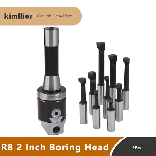 Kimllier 2 Inch Boring Head R8 1/2 Inch Shank Boring Bar Set 9Pcs Carbide Tipped Bars Lathe Tool Fit for Milling Machine - Image 2
