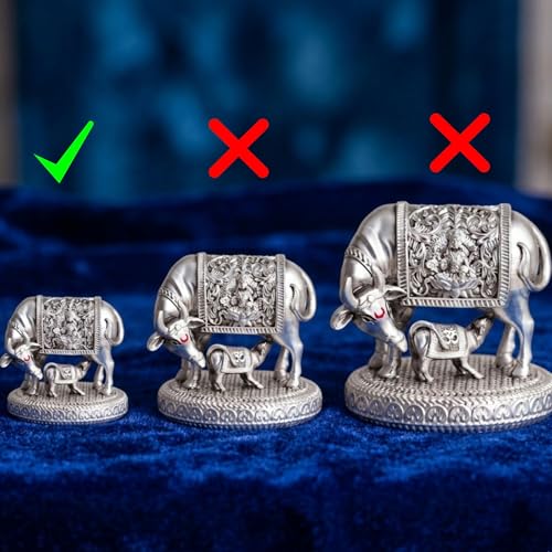 ARNAVIRA Gold Plated Antique Finish Lord Balaji Charan Paduka | Vishnu Charan Paduka for Pooja Room/Car Dashboard/Gifting (Kamdhenu Cow Gold, Small) - Image 5