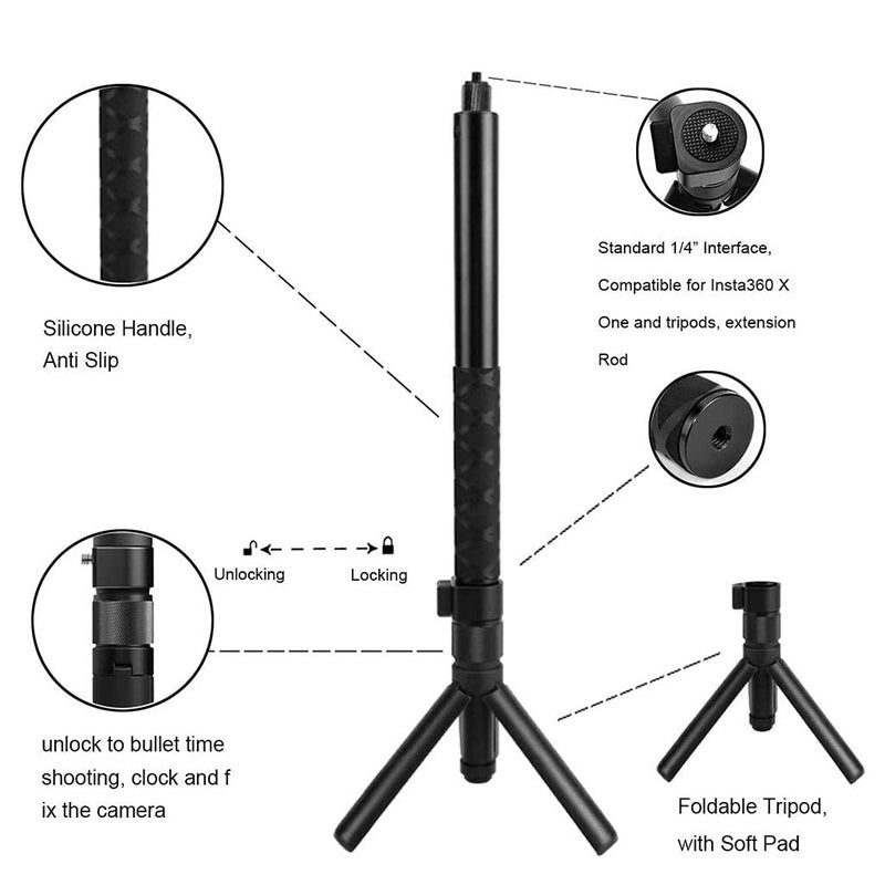 Adofys 3 in 1 Bullet Time Handle with Foldable Tripod Extension Monpod Rod for Insta360 One X4, X3 One X 2 / Insta360 One X Accessories - Image 5