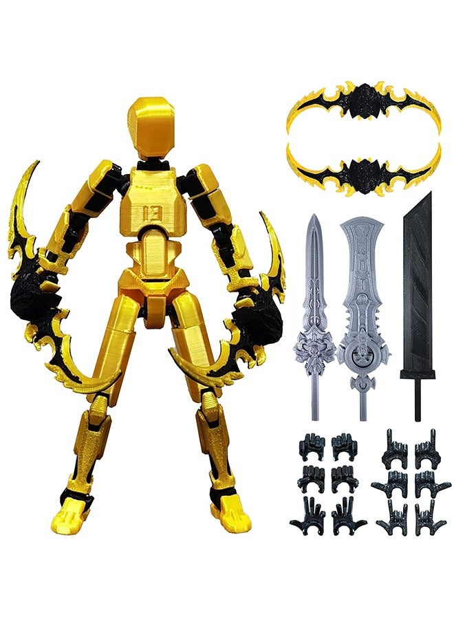 Generic T13 3D Printed Action Figure, Robot Action Figure, T13 Collectible Action Figure Articulated, for Collectors Desktop Decorations, (Gold Black)  - Image 1