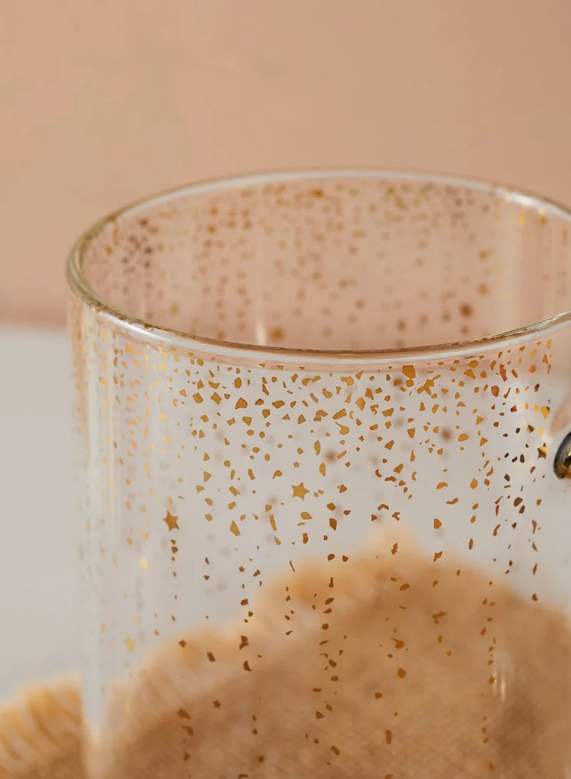 Noire Edit Glass Mug With Gold Handle