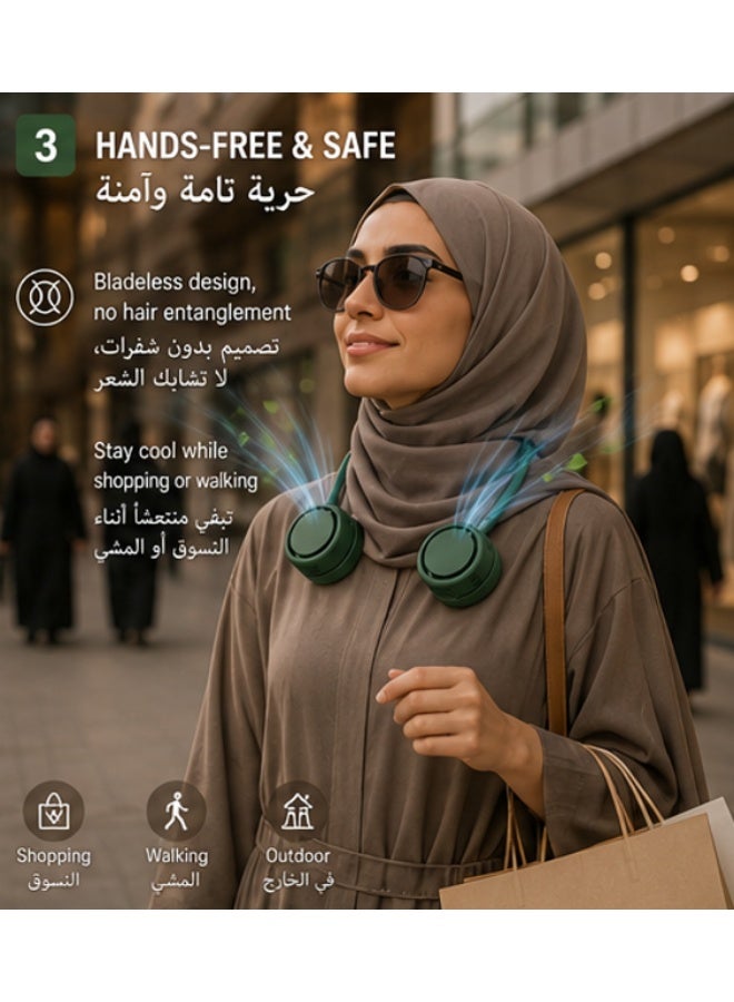 سرعات3مروحة رقبة معلقة محمولة مع موزع عطر مدمج بدون شفرات - Image 3