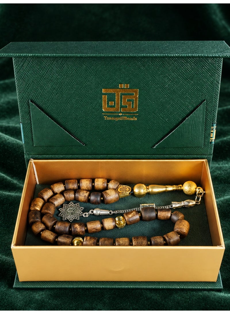 TranquilBeads Kynam Agarwood Tasbih 33 Beads Natural Oud Misbaha Prayer Beads for Men, Handmade Dhikr Beads with Gift Box, Ramadan Eid Hajj Umrah Gift - Image 2