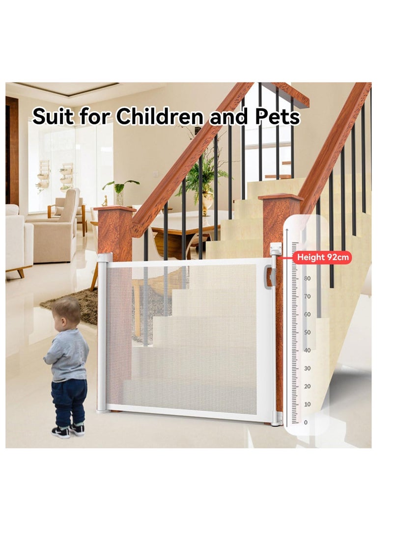 ECVV ECVV® Retractable Baby & Dog Gate for Stairs & Doorways（180cm Wide x 92cm Tall） - Expandable Mesh Safety Gate, Easy Installation, White  - Image 2