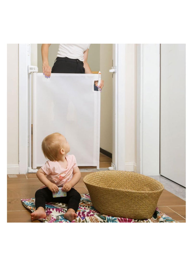ECVV ECVV® Retractable Baby & Dog Gate for Stairs & Doorways（180cm Wide x 92cm Tall） - Expandable Mesh Safety Gate, Easy Installation, White  - Image 4