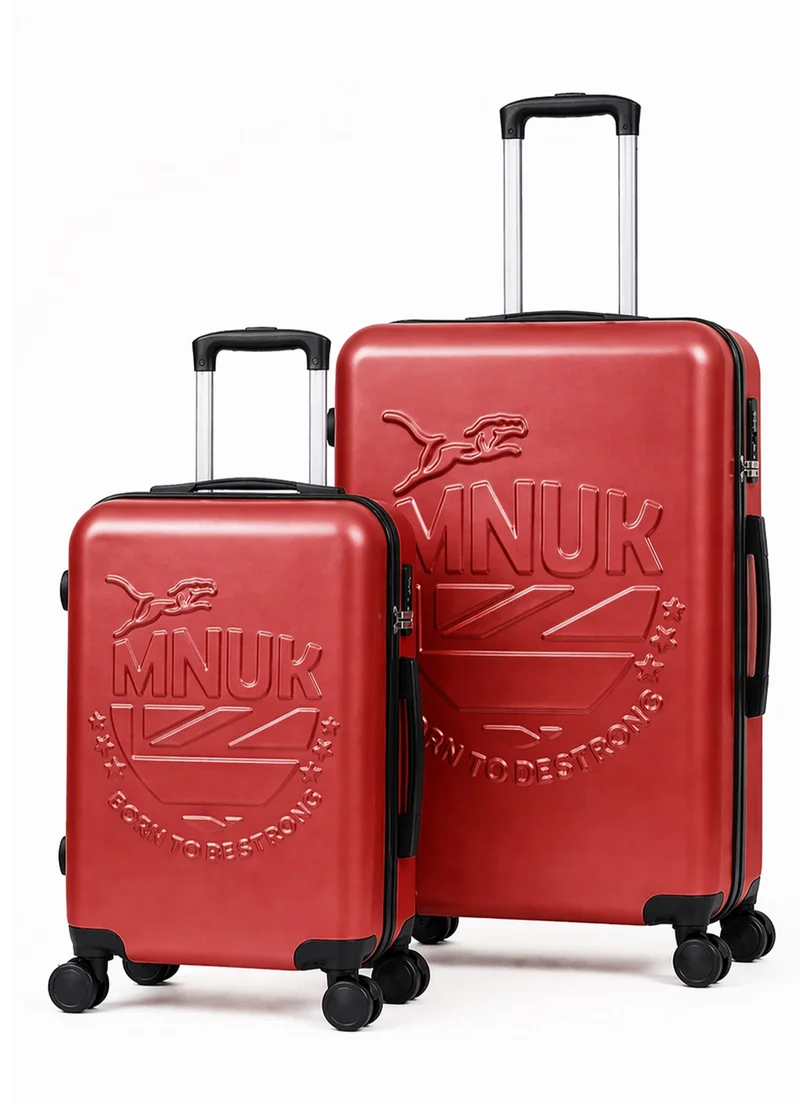 منيك طقم حقائب سفر مانشستر قطعتين بولي كربونات و بعجلات دوارة  درجة وقفل  مقاس  بوصة و بوصة لون أحمر نبيذي